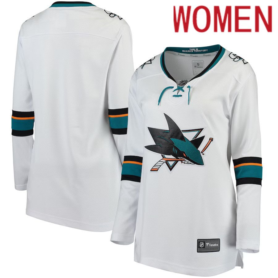 Women San Jose Sharks Fanatics Branded White Away Breakaway NHL Jersey->customized nhl jersey->Custom Jersey